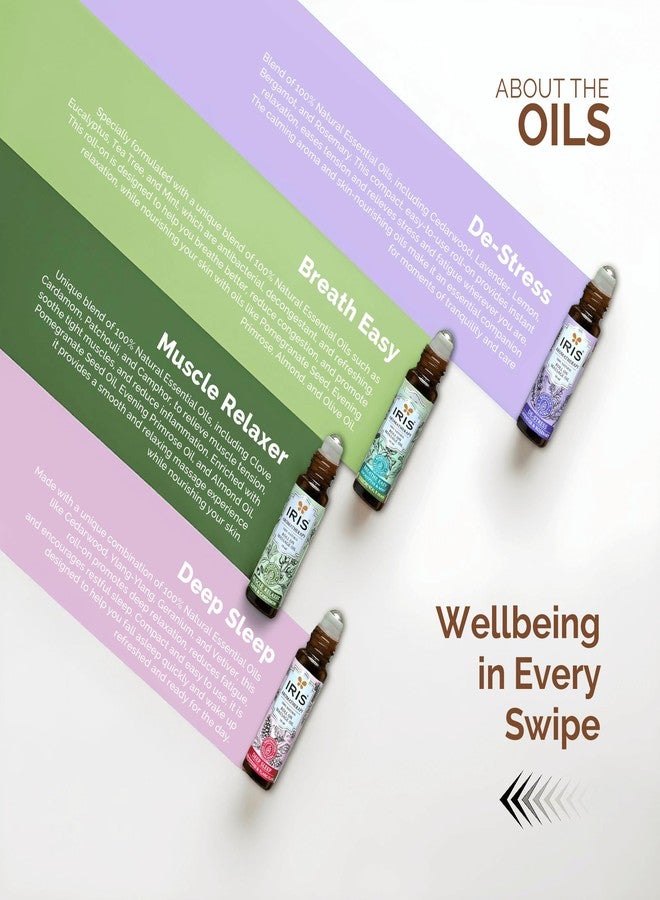 IRIS Mini Moments Aromatherapy Roll On Gift Set (10ml x 4)| Massage Oil Roll Ons for Stress Relief, Relaxation & Mood Boost | Perfect Wellness Gift - Image 5
