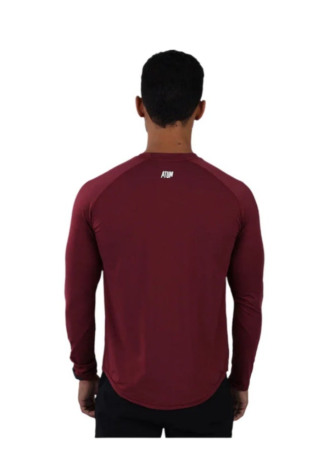ATUM Long Sleeve Running Burgundy Tee - Image 2