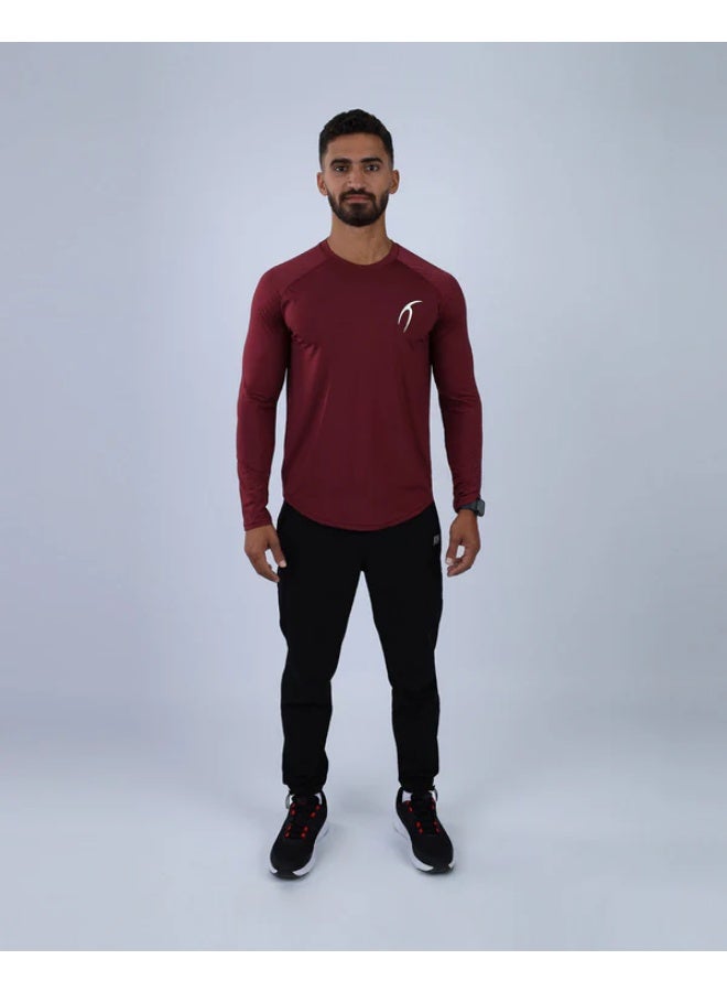 ATUM Long Sleeve Running Burgundy Tee - Image 3