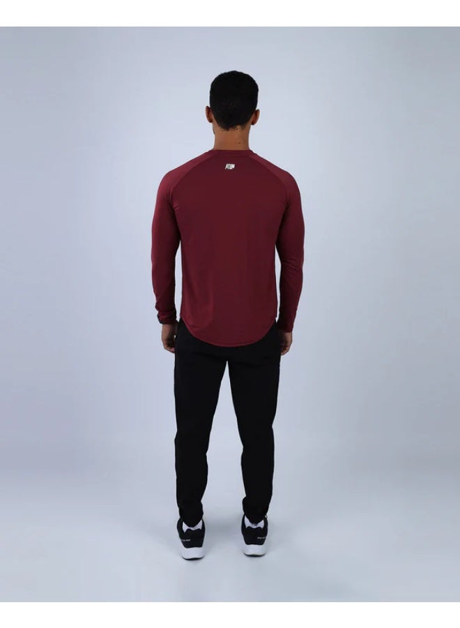 ATUM Long Sleeve Running Burgundy Tee - Image 4