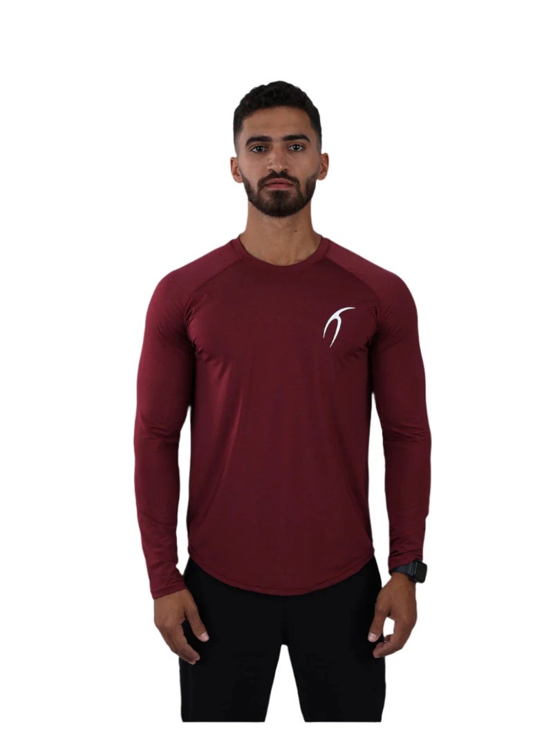 ATUM Long Sleeve Running Burgundy Tee - Image 1