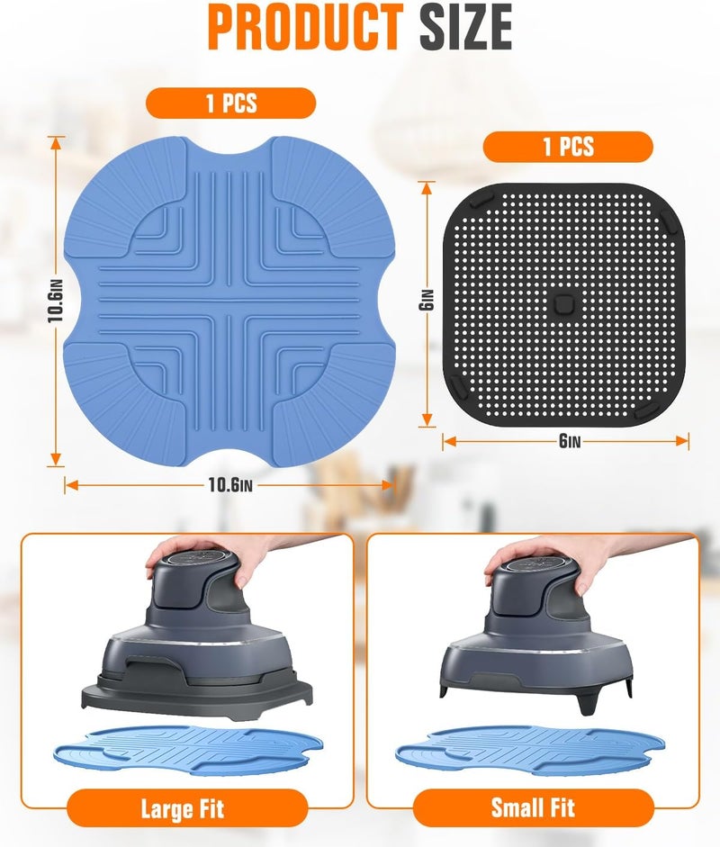 Amoner 2-PCS Air Fryer Heat Resistant Mat & Splatter Shield for Ninja Crispi Air Fryers,Silicone Heat Mat & Splatter Guard for Ninja Crispi Accessories Splashes and Portable Kitchen -&Black (Sky Blue) - Image 2
