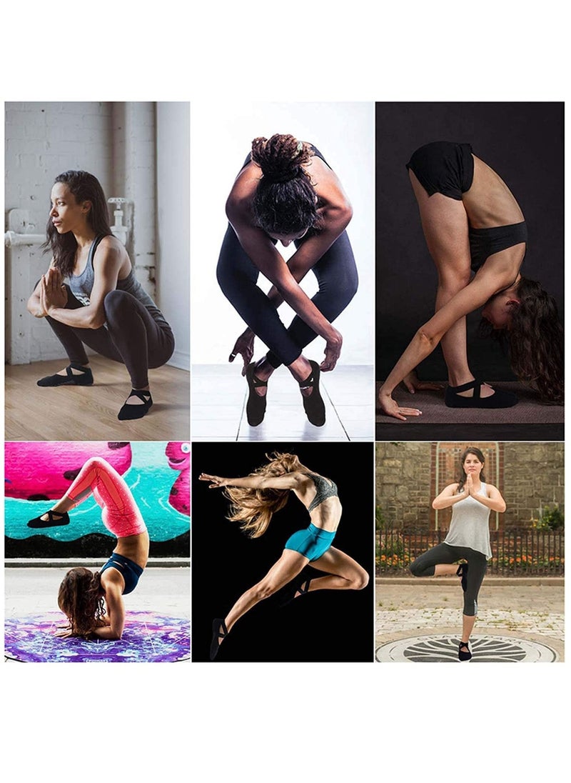 SYOSI 2 Pack Yoga Socks Women's Pilates Socks Non Slip Anti Skid Sticky Pure Barre Ballet Dance Socks with Grips Barefoot Workout Fitness Dancer  - Image 3