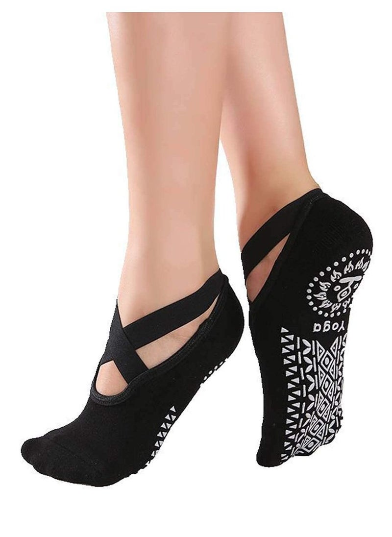 SYOSI 2 Pack Yoga Socks Women's Pilates Socks Non Slip Anti Skid Sticky Pure Barre Ballet Dance Socks with Grips Barefoot Workout Fitness Dancer  - Image 4