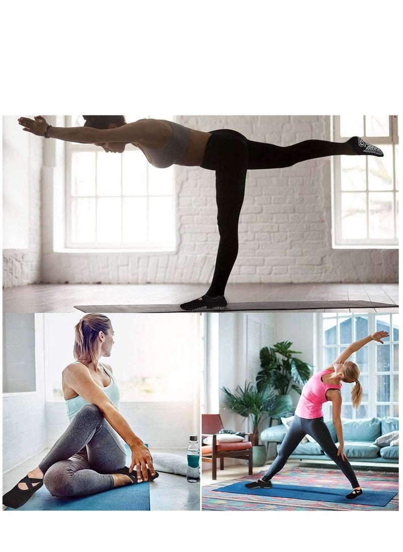 SYOSI 2 Pack Yoga Socks Women's Pilates Socks Non Slip Anti Skid Sticky Pure Barre Ballet Dance Socks with Grips Barefoot Workout Fitness Dancer  - Image 2