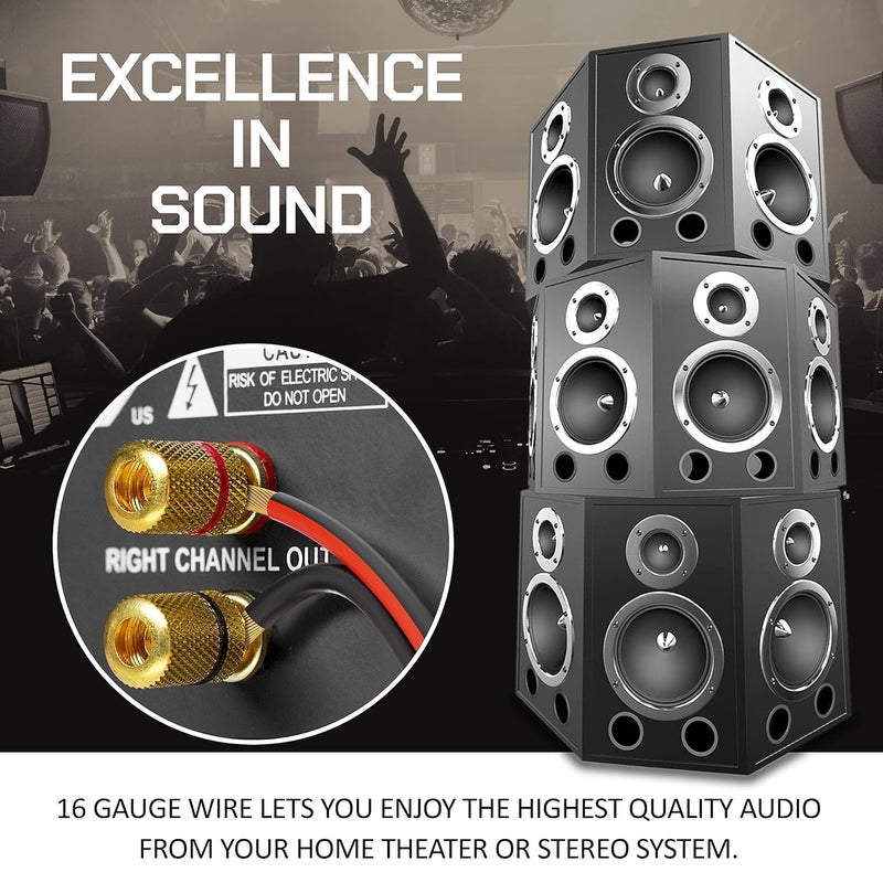 FEDUS كابل مكبر صوت FEDUS 16 قياس AWG نحاس خالي من الأكسجين 2 موصلات كابل صوت لمكبرات الصوت في السيارة أنظمة الصوت الفرعية مكبرات الصوت في المسرح المنزلي HiFi صوت محيطي 15 متر أحمر وأسود - Image 3
