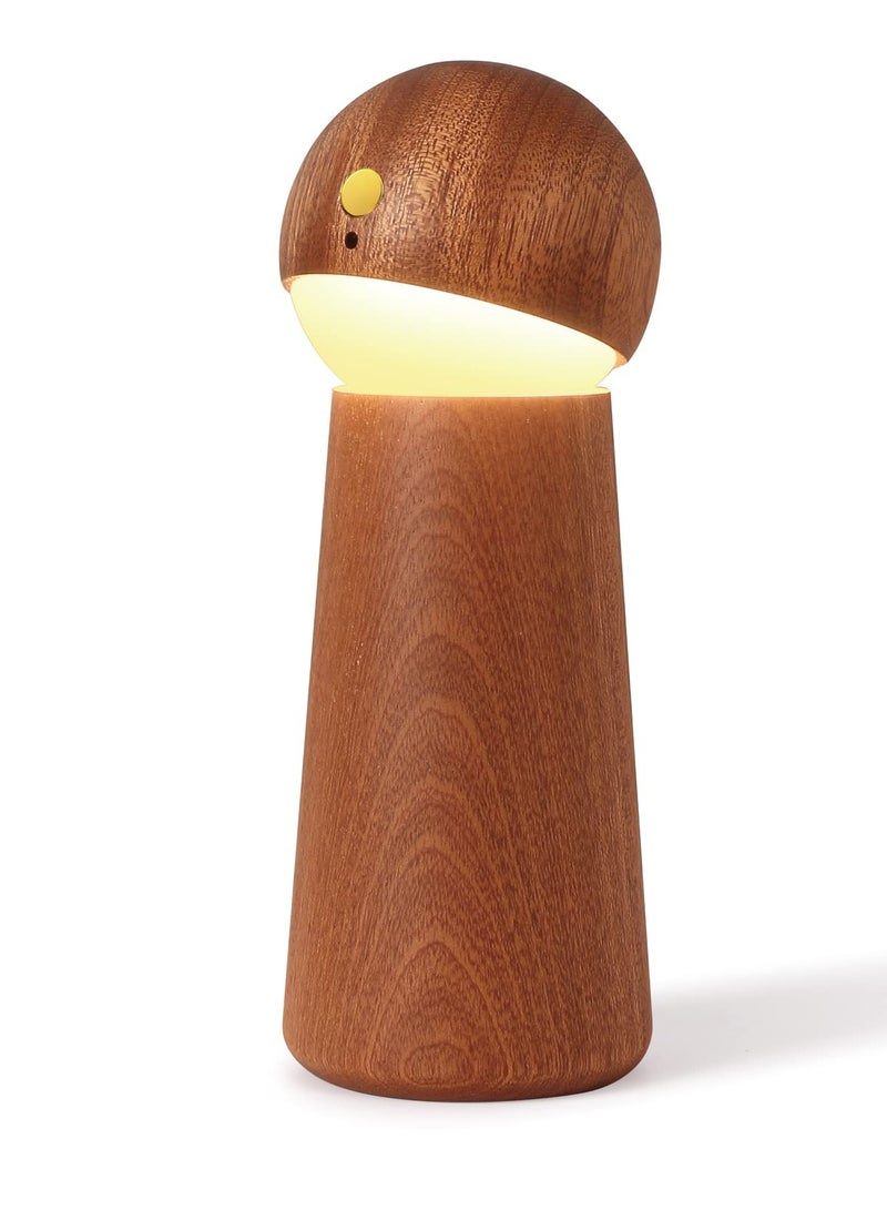 Zikra LED Wooden Night Light, Smart Voice Control Light Desk Lamp Three-Level Dimmable Touch Control Table Lights, Rechargeable LED indoor Light for Kid in Living Room, Bedroom - Image 1