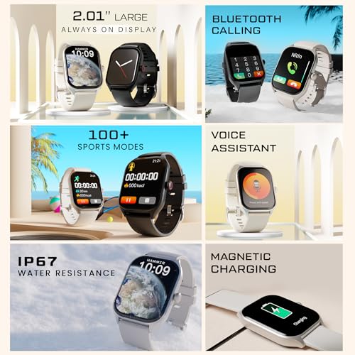 HAMMER Polar 2.01" IPS Always on Display, Advanced Bluetooth Calling Smartwatch, Dual Mode, Voice Assistant, Rotating Crown, Sleek Desgin, Sports Modes, 500 Nits Brightness, 240x296 PX (Jet Black) - Image 3