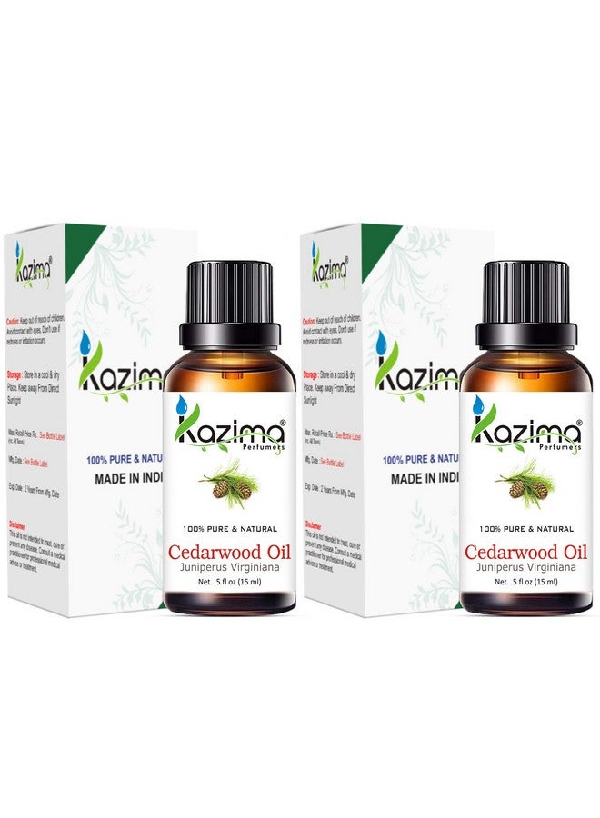 KAZIMA Cedarwood Essential Oil (Pack Of 2) With Dropper 15Ml Pure Natural - Ideal For Hair Growth, Hair Growth & Skin, Acne And Dry Scalp  - Image 1