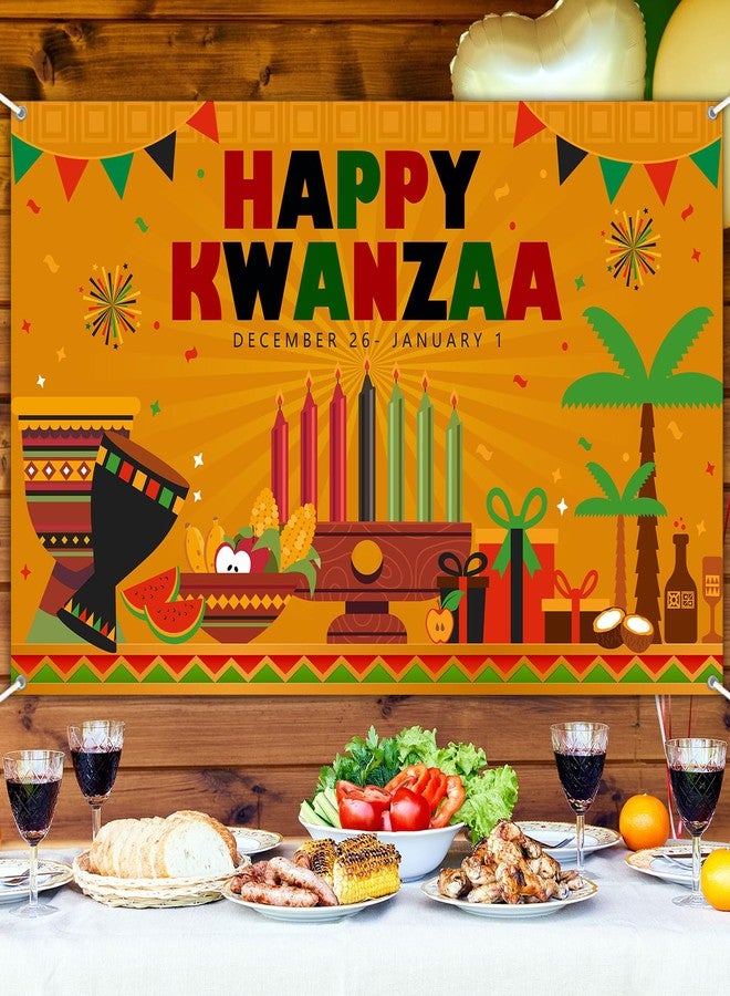Avezano Kwanzaa Decorations Happy Kwanzaa Banner Backdrop 6 x 3.6 ft for African American Heritage Festival Holiday Celebration Decor Indoor Outdoor - Image 3