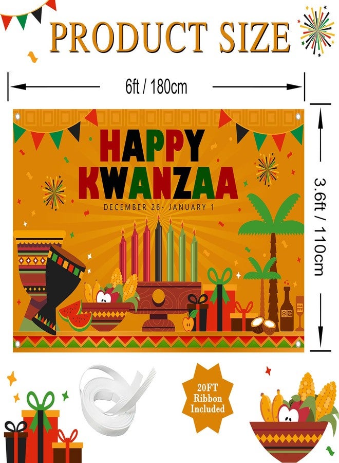 Avezano Kwanzaa Decorations Happy Kwanzaa Banner Backdrop 6 x 3.6 ft for African American Heritage Festival Holiday Celebration Decor Indoor Outdoor - Image 2