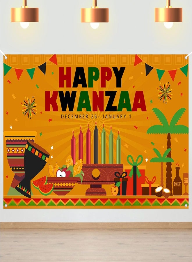 Avezano Kwanzaa Decorations Happy Kwanzaa Banner Backdrop 6 x 3.6 ft for African American Heritage Festival Holiday Celebration Decor Indoor Outdoor - Image 1