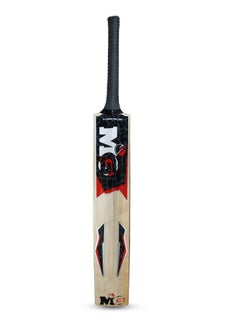 MG Kashmir Willow Ultimate Cricket Bat for Light/Hard Tennis and leather Ball with Cover-Black/Red  - Image 2