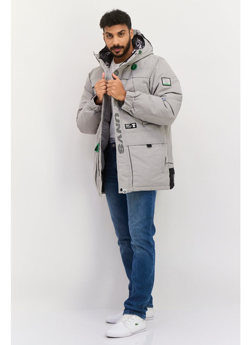 Aape By A Bathing Ape - Men Brand Logo Puffer Jacket, Light Grey - Image 1