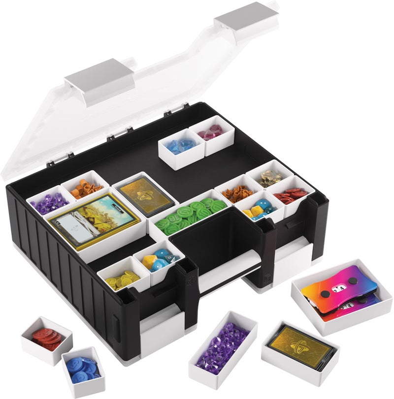 Gamegenic Game Castle - All-in-One Double-Sided Storage Case for Cards and Gaming Accessories, 19 Removable Trays in 5 Sizes, Ideal for Cards, Tokens, Dice and Tools, Black/White/Clear Color, Made by Gamegenic - Image 5