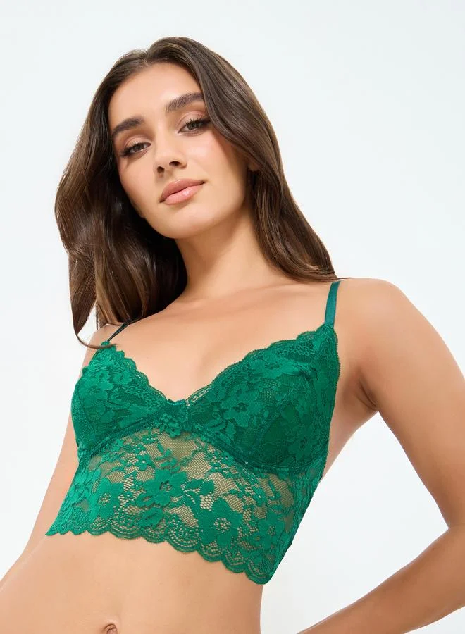 تايك تو صدرية سادة بتفاصيل دانتيل بالكامل مبطنة وبدون أسلاك