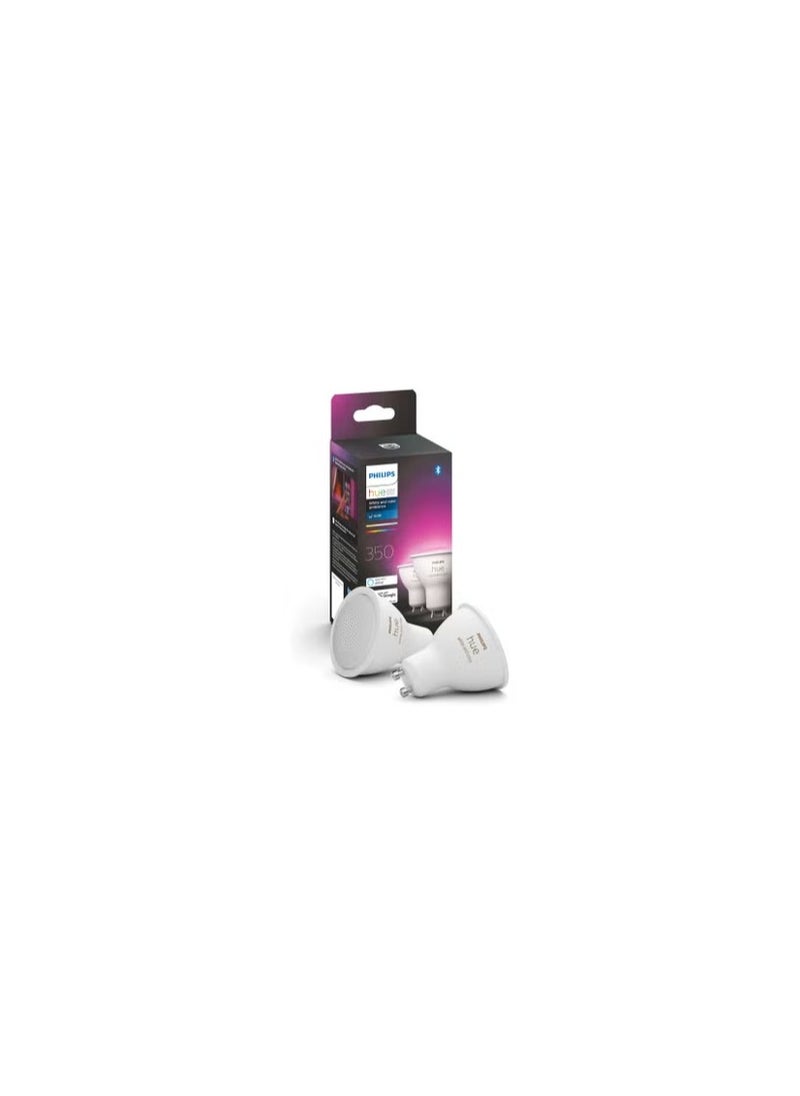 فيليبس - مجموعة من 2 مصباح ذكي Philips Hue White And Color Ambiance [GU10 Spot] مع بلوتوث يعمل مع Alexa وGoogle Assistant وApple Homekit - Image 1