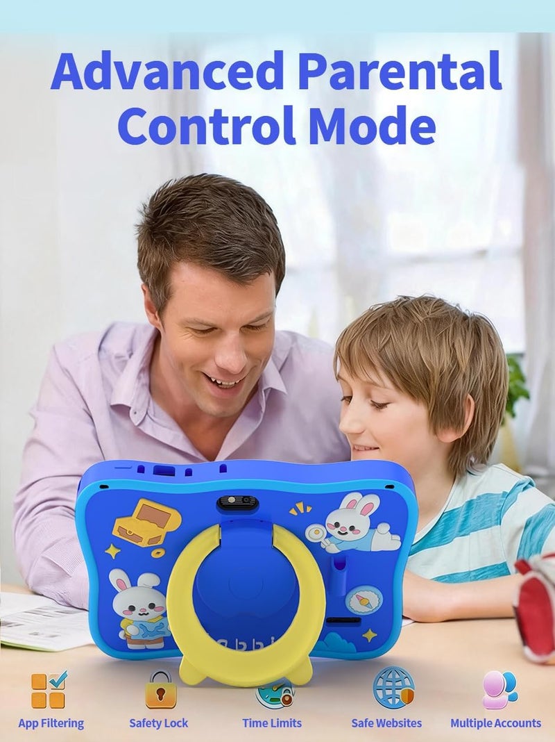 ZEKAROUL 7 inch Kids Tablet, Quad Core Android 12 3GB 32GB, Parental Control, Eye Protection, Shockproof Case, Dual Camera, WiFi, Bluetooth, Learning Tablet for Kids - Cute Rabbit (Blue) - Image 5