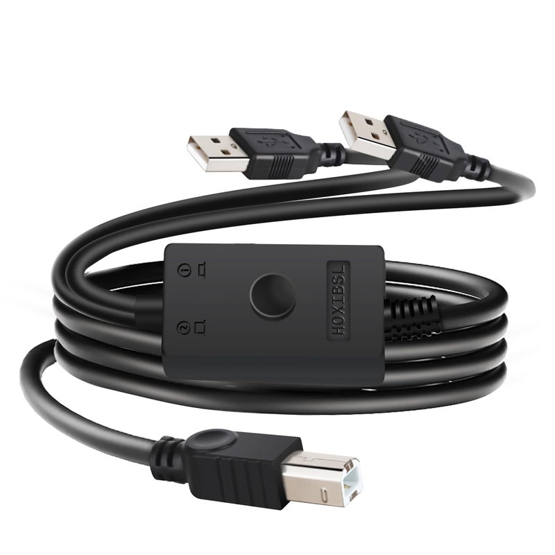 HOXIBSL 147FT Printer Cable Splitter 2 in 1 OutPrinters Cable with Toggle Switch for Two Computers Share PrinterKeyboardMouseScannerUSB External Devices - Image 2