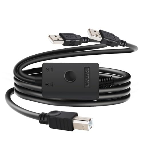 HOXIBSL 147FT Printer Cable Splitter 2 in 1 OutPrinters Cable with Toggle Switch for Two Computers Share PrinterKeyboardMouseScannerUSB External Devices - Image 1
