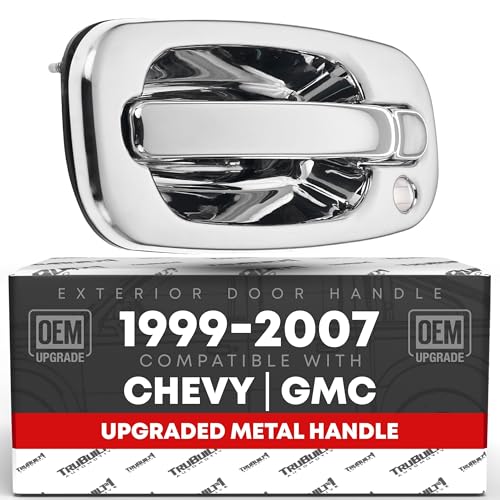 T1A Exterior Front Driver Door Handle Upgraded Metal Compatible with 19992006 Chevrolet Silverado Suburban Tahoe Avalanche 9906 GMC Sierra Yukon All Chrome OEM 15034985 91130 - Image 1