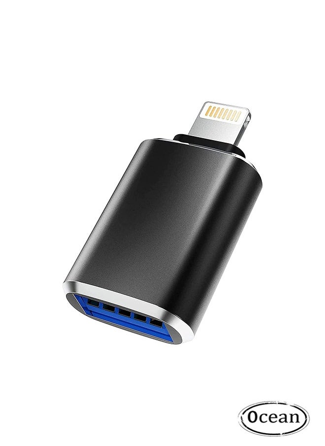Ocean Portable Lightning to USB 3.0 Adapter, USB Camera Adapter OTG Data Sync Cable, for iPhone/iPad to Connect Card Reader,Tablet,Computer Keypad,Cable Divider,U Disk,Card Reader,Printer,Plug & Play, Black  - Image 1