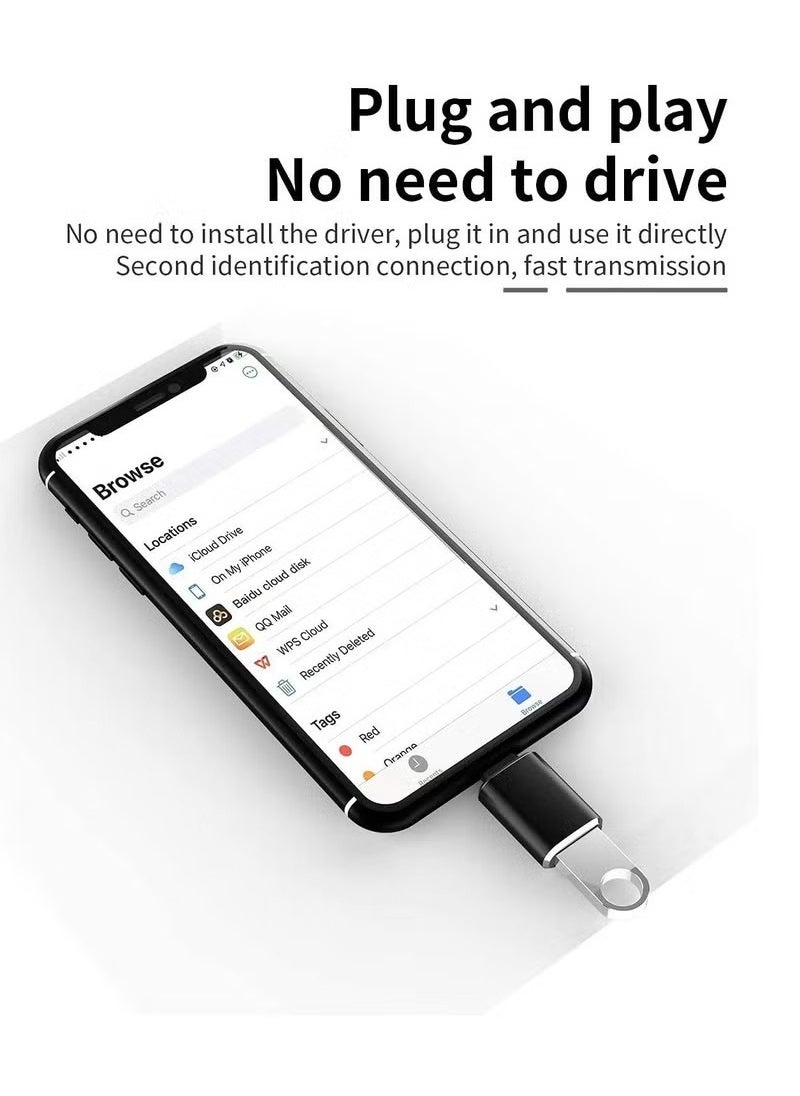 Portable Lightning to USB 3.0 Adapter, USB Camera Adapter OTG Data Sync Cable, for iPhone/iPad to Connect Card Reader,Tablet,Computer Keypad,Cable Divider,U Disk,Card Reader,Printer,Plug & Play, Black