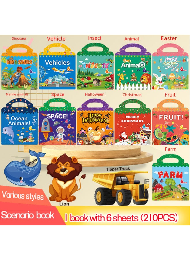 Dingji Direct Waterproof Children's Scene Quiet Book Cognitive Early Education Animal World Dinosaur Ocean Insect Farm - Image 2
