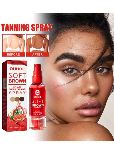 100ml Soft Brown Tanning Spray Soothing Nourishing Mild Refreshing Bronze Complexion Summer Tanning