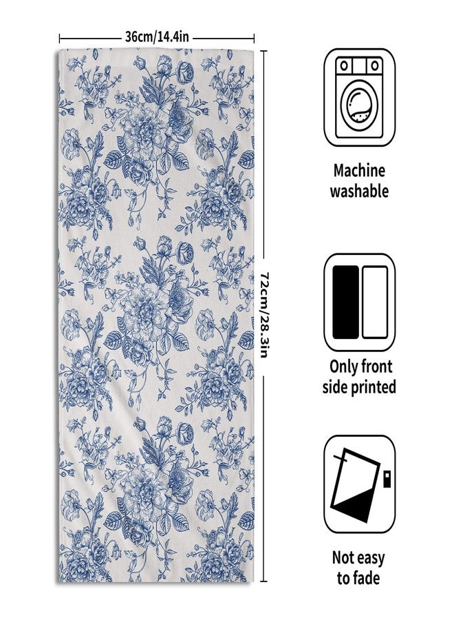 Aytipun Blue Floral Spring Hand Towels for Bathroom Set of 2 Vintage Flowers Botanical Print Cream White Decorative Handtowels Soft Absorbent Seasonal Bath Towel for Home Guest Room Hotel Gym Spa - Image 2