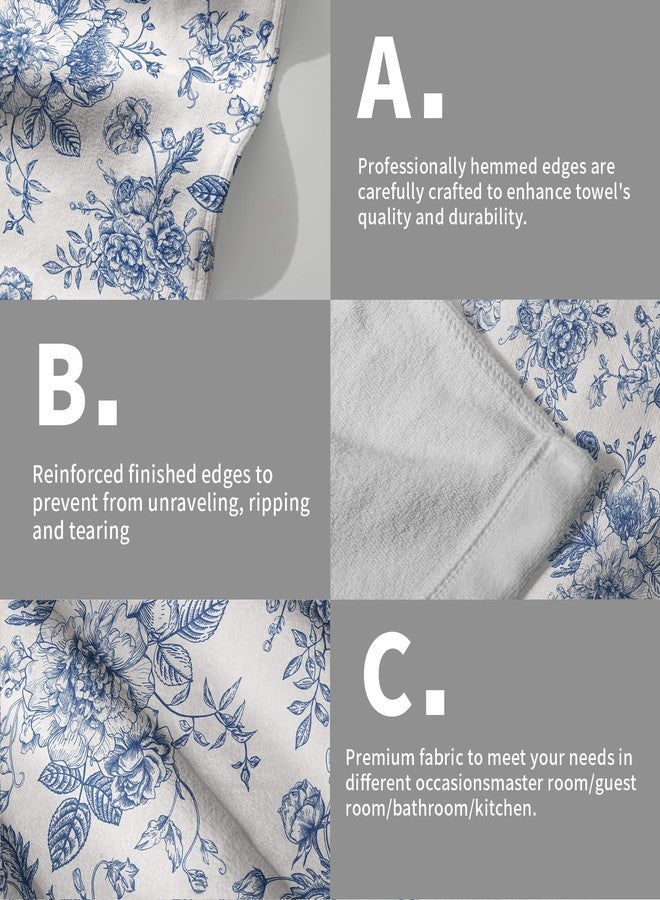 Aytipun Blue Floral Spring Hand Towels for Bathroom Set of 2 Vintage Flowers Botanical Print Cream White Decorative Handtowels Soft Absorbent Seasonal Bath Towel for Home Guest Room Hotel Gym Spa - Image 5