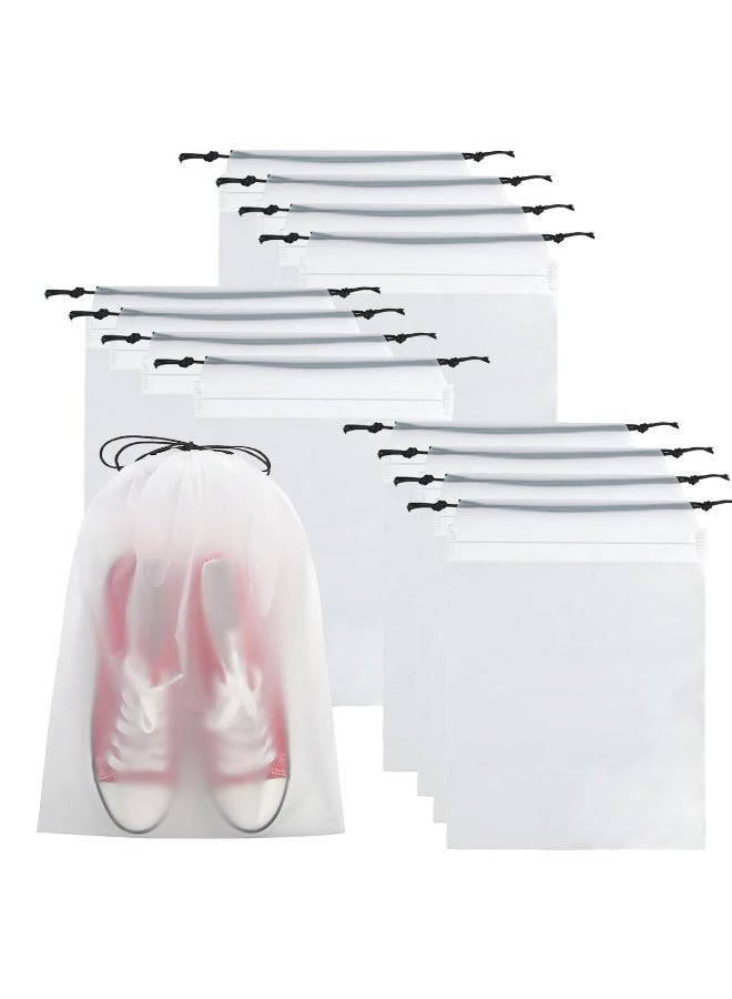 12PCS Transparent Shoe Bags for Travel, Large Clear Drawstring Shoe Organizer Bags Shoe Packing Bags for Men and Women,(13.7 x 17.7 inches) - Image 1