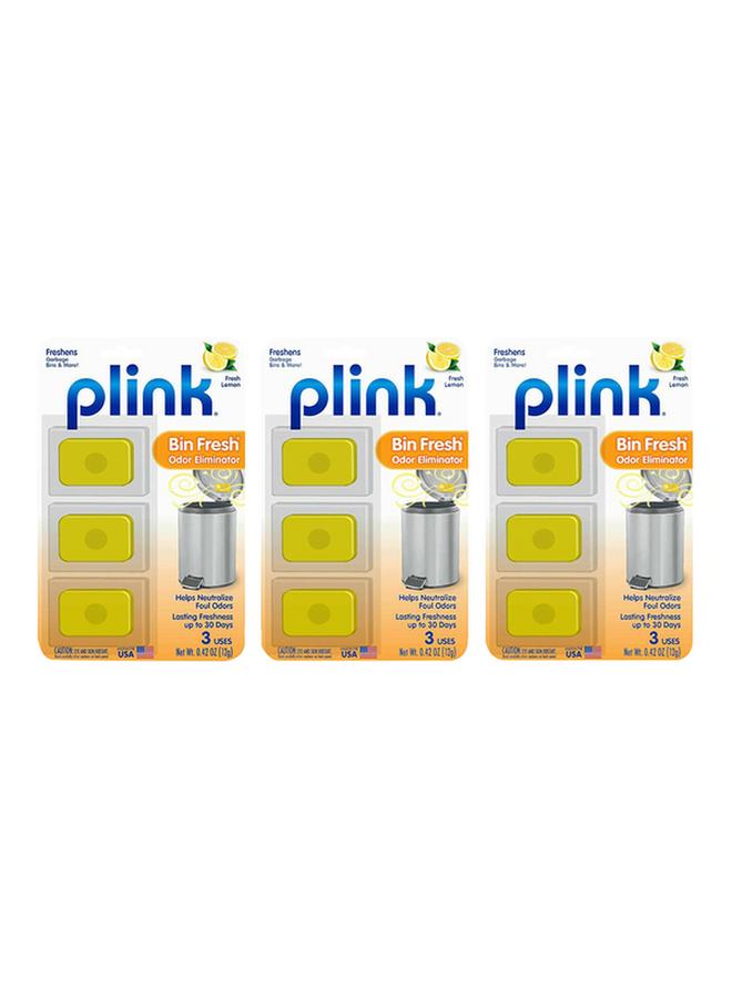 Plink 3-Piece Bin Fresh Lemon Scented Long Lasting Odor Eliminator Yellow 12g - Image 1