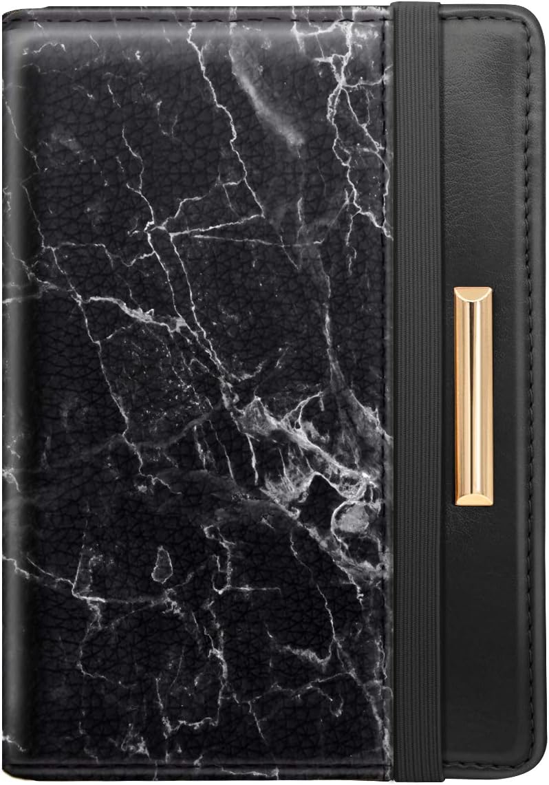 Coco Rossi Bulk storage easy optimized build Passport Holder Cover,Traveling Passport Case Cute Marble Passport Wallet for Women,Black Marble Easy clean surface - Image 1