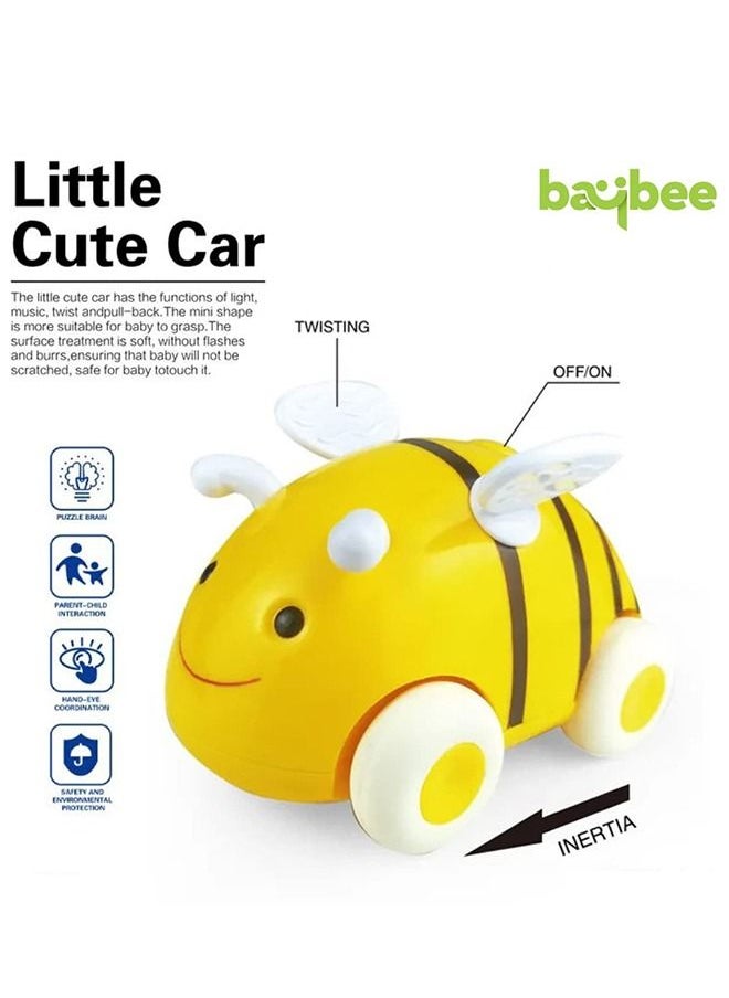 BAYBEE - Baybee Friction Powered Cartoon Bee Shape Car with Light and Music Interactive Toy for Toddlers Infants One Click Switch Music Great Educational Toy for Boys and Girls Yellow - Image 1