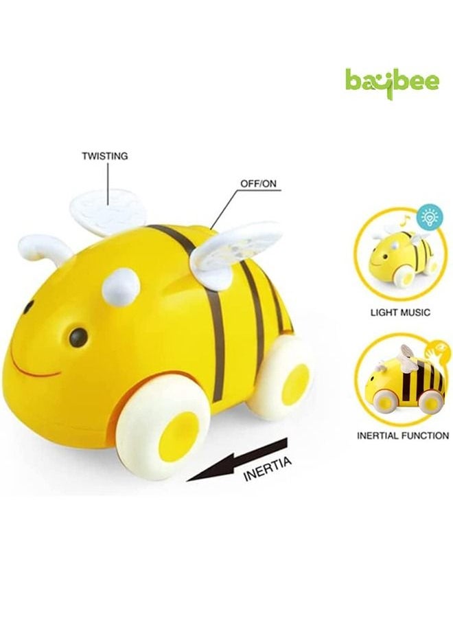 BAYBEE - Baybee Friction Powered Cartoon Bee Shape Car with Light and Music Interactive Toy for Toddlers Infants One Click Switch Music Great Educational Toy for Boys and Girls Yellow - Image 1