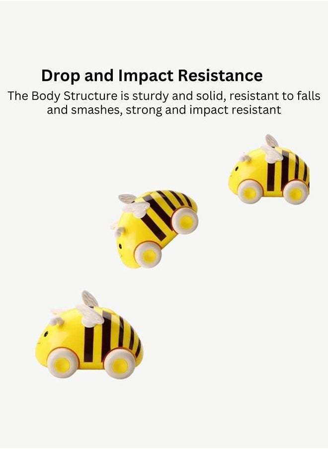 BAYBEE - Baybee Friction Powered Cartoon Bee Shape Car with Light and Music Interactive Toy for Toddlers Infants One Click Switch Music Great Educational Toy for Boys and Girls Yellow - Image 1