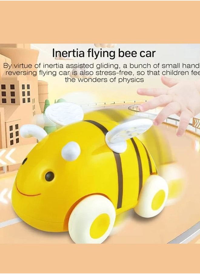 BAYBEE - Baybee Friction Powered Cartoon Bee Shape Car with Light and Music Interactive Toy for Toddlers Infants One Click Switch Music Great Educational Toy for Boys and Girls Yellow - Image 1