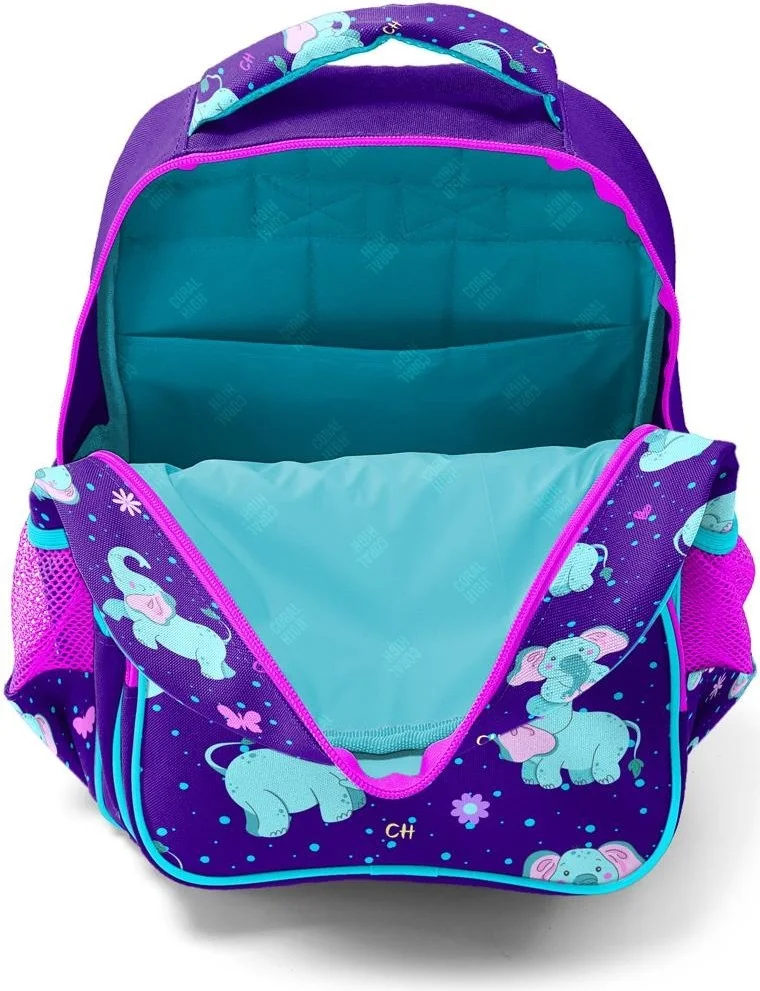 كورال هاي Kids Purple Pink Elephant Patterned 3-Piece School Bag Set SET0114411
