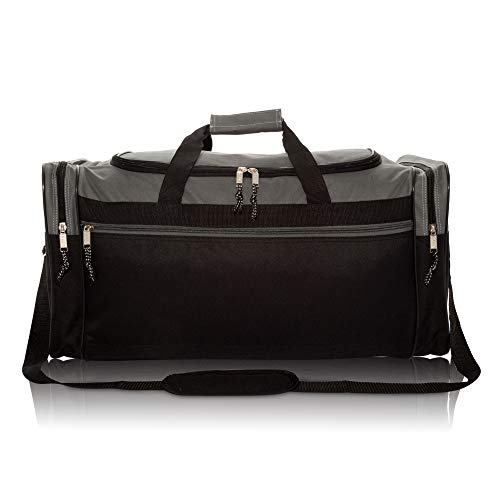 DALIX 25" Extra Large Vacation Travel Duffle Bag in Gray and Black - Image 3
