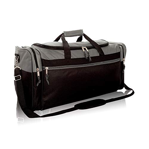 DALIX 25" Extra Large Vacation Travel Duffle Bag in Gray and Black - Image 1
