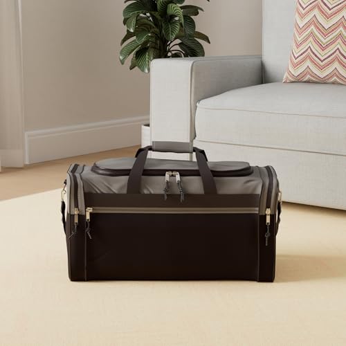 DALIX 25" Extra Large Vacation Travel Duffle Bag in Gray and Black - Image 2