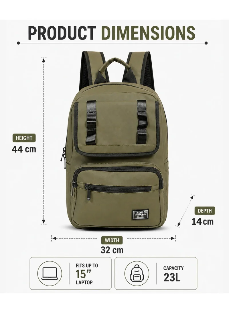 Teakwood Olive Teakwood 23L Business Laptop Backpack for Men & Women | Fits up to 15 " Laptop | Premium Olive Office & Travel Backpack | Water-Resistant | Multi-Compartment | Ergonomic Lightweight Durable Design  | Best Price UAE