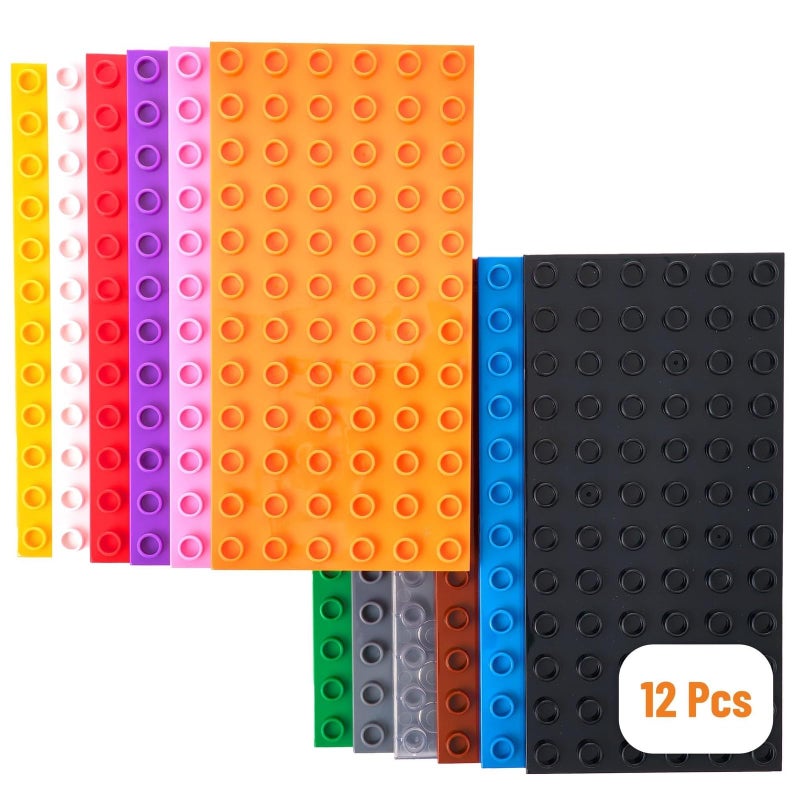 Strictly Briks Building Toy Big Blocks Baseplates Compatible with Lego Duplo for Toddlers Kids 12 Pack Flat Bottom Plate 75 x 375 in Kids Easter Gift Rainbow Colors - Image 2