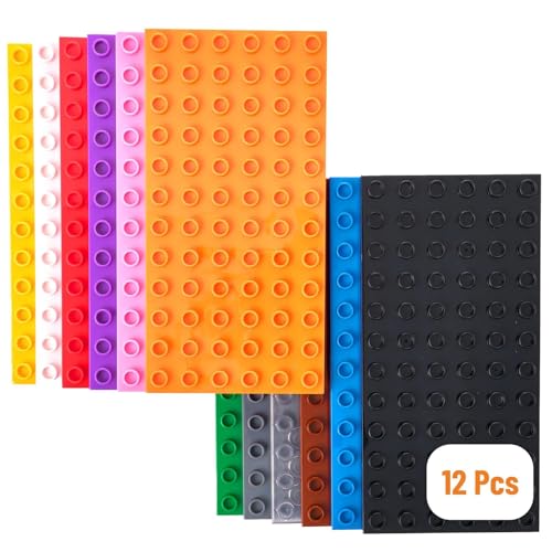 Strictly Briks Building Toy Big Blocks Baseplates Compatible with Lego Duplo for Toddlers Kids 12 Pack Flat Bottom Plate 75 x 375 in Kids Easter Gift Rainbow Colors - Image 1