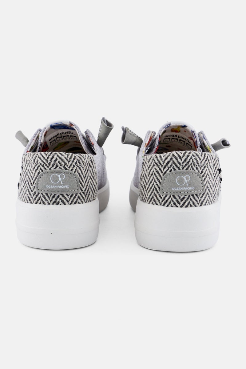 Ocean Pacific Women Lace Up Casual Shoes, Light Grey  - Image 2