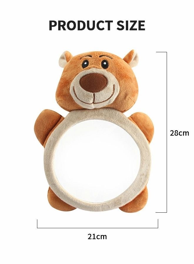 GROIC Car Seat Mirror for Baby Back Seat Bear Plush Rear Facing Infant View Shatterproof Safety Monitor Headrest Mount - Image 2