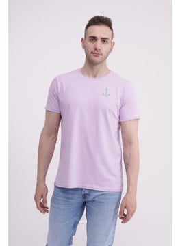The Socks Company Anchor Embroidered Crew Neck Lilac Unisex T-Shirt  - Image 5