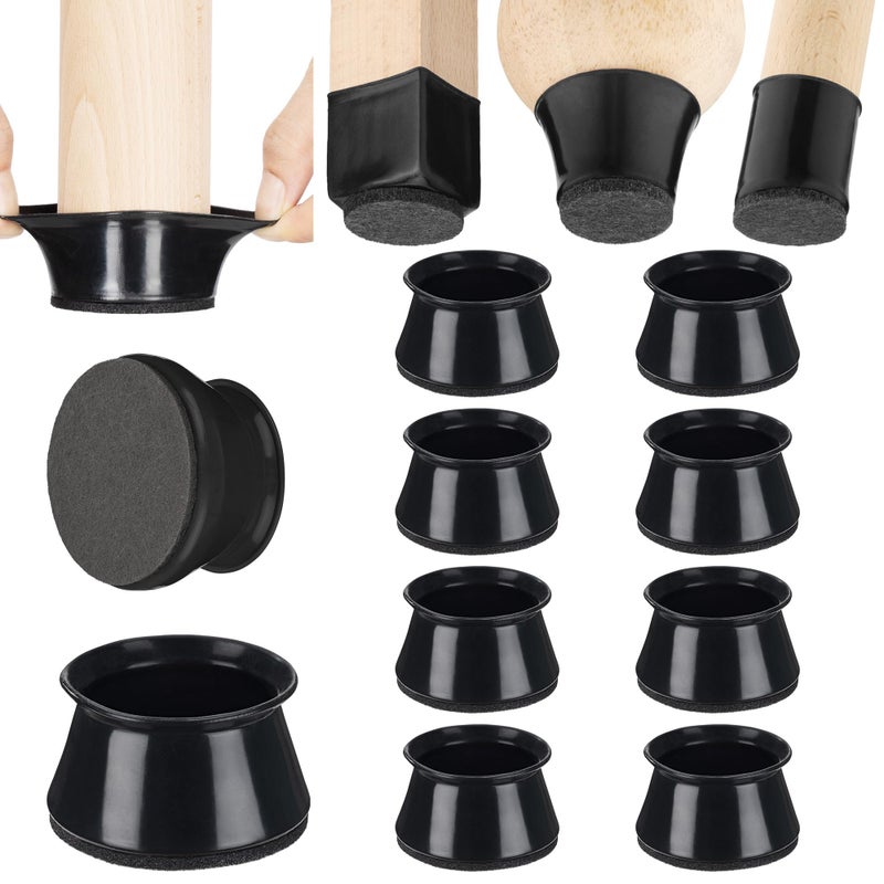 Aneaseit Chair Leg Floor Protectors  8 pcs Black  Felt Bottom Silicone Pads for Hardwood Floors  Furniture Feet  Rubber Caps for Chairs  XLarge