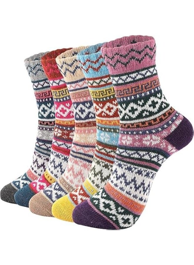 HZYH Socks for Women,5 Pairs Crew Socks for Women, Mens Boot Socks,Hiking Socks,Women Long Cozy Socks - Image 1